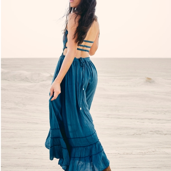 New Boho Halter Strappy Backless Hi Low Maxi Dress - Picture 3 of 11